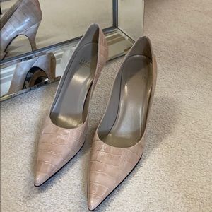 Stuart Weitzman Croc Print Nude Heel
